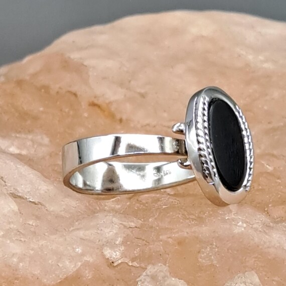 Statement ring silver 835 with beautiful set blac… - image 7