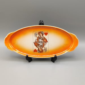 Victoria China Checoslovaquia Bandeja de porcelana para servir cuenco con jota de corazones