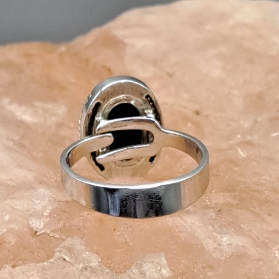 Statement ring silver 835 with beautiful set blac… - image 4