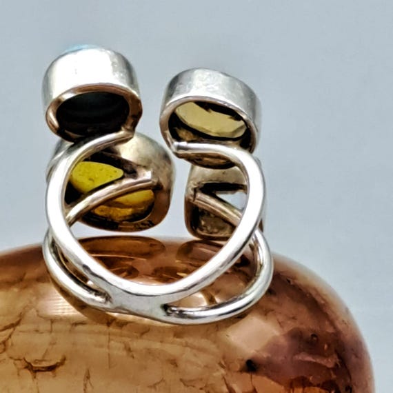 Statement ring silver 925 with 4 different stones… - image 3