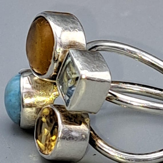 Statement ring silver 925 with 4 different stones… - image 4