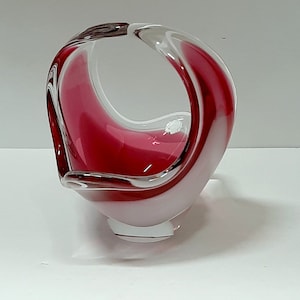 Vintage Flygfors Coquille Glass Candy - Basket Designed by Paul Kedelv 1959
