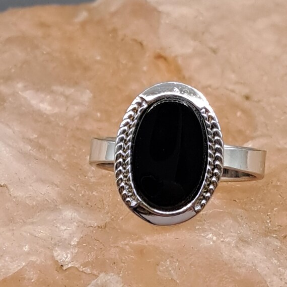 Statement ring silver 835 with beautiful set blac… - image 5