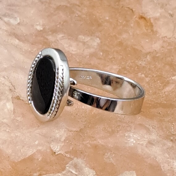 Statement ring silver 835 with beautiful set blac… - image 2