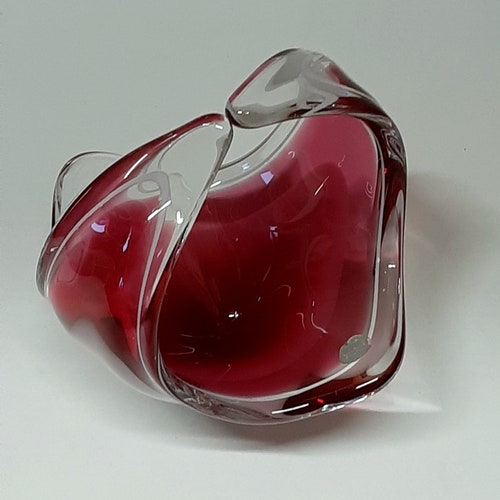 Vintage Flygfors shops Coquille Glass Candy - Basket Designed by Paul Kedelv 1959