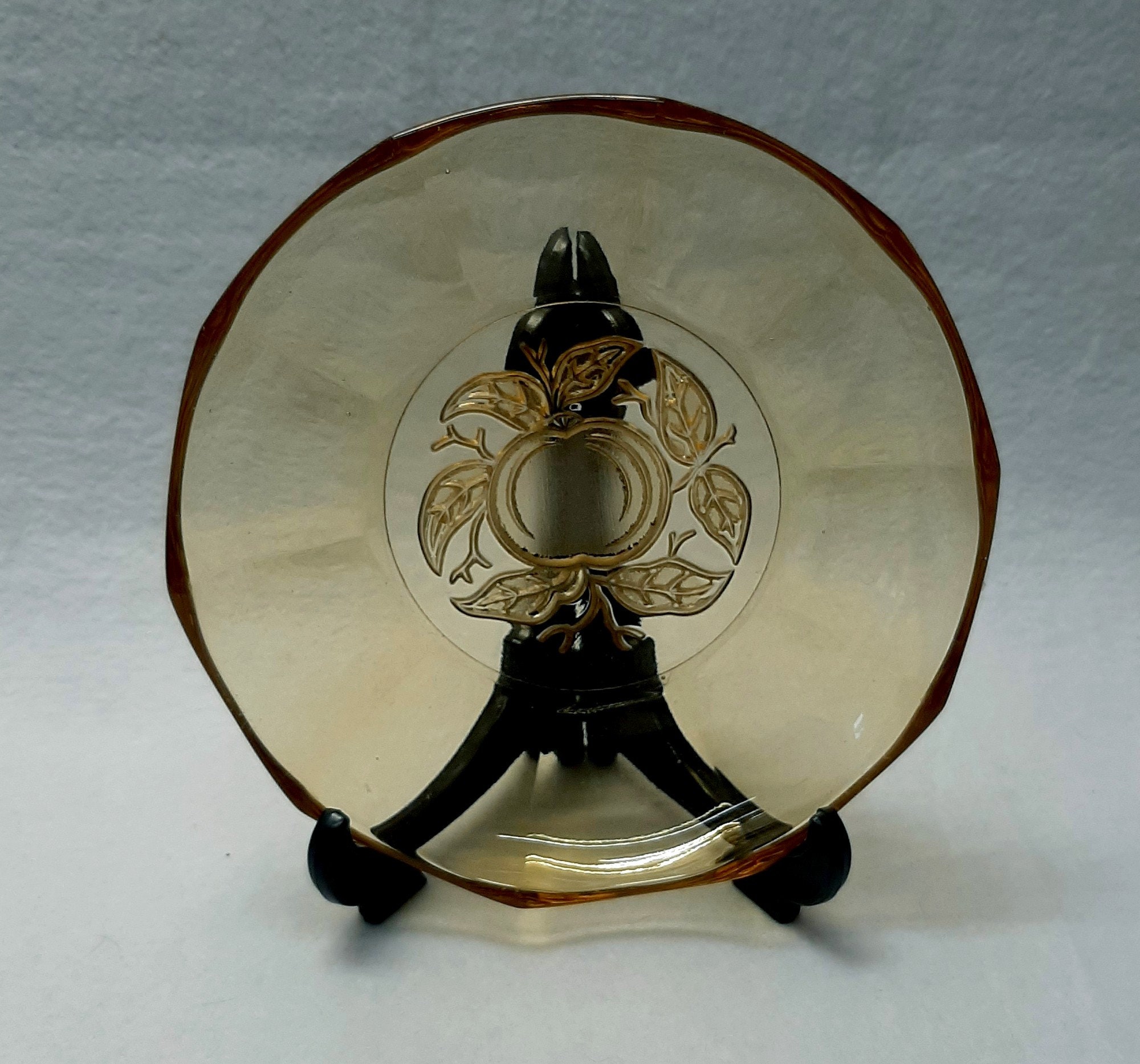 Art Deco compote 30s press glass fruit motif