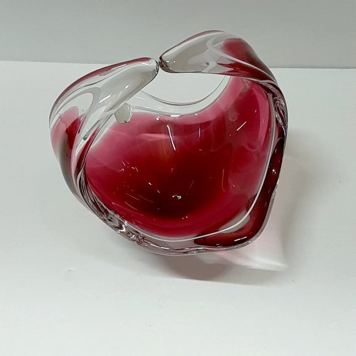 Vintage Flygfors shops Coquille Glass Candy - Basket Designed by Paul Kedelv 1959