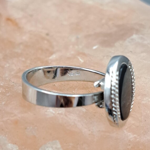 Statement ring silver 835 with beautiful set blac… - image 6