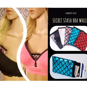 Secret Stash Undercover Bra Wallet Miniature Travel Wallet for Her With  RFID Mirror Card 