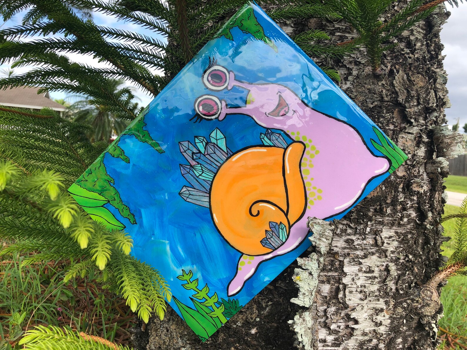 Salem the Snail Psychedelic Acrylic Painting Snail Painting Etsy