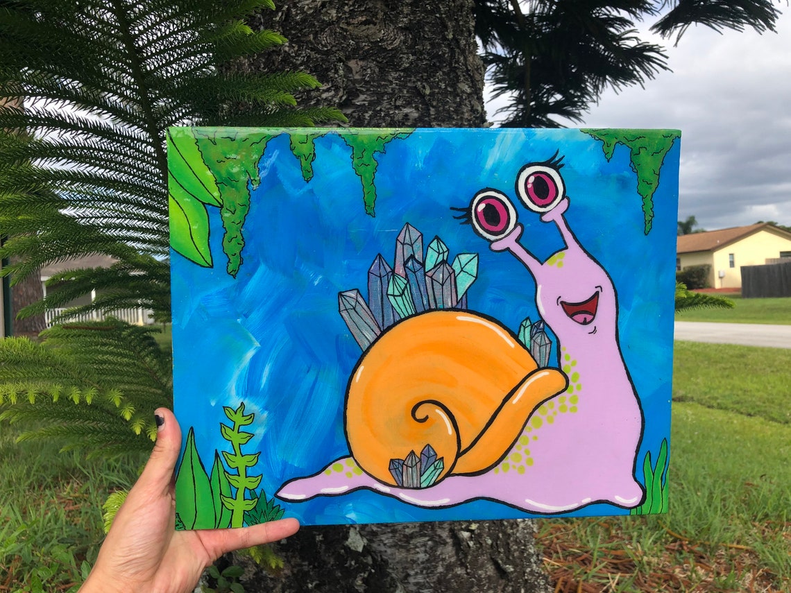 Salem the Snail Psychedelic Acrylic Painting Snail Painting Etsy