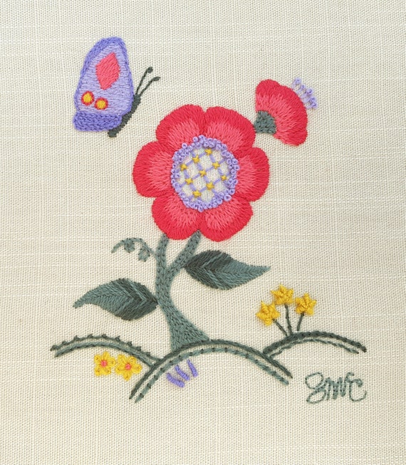 Embroidery Stencil 5 Stylised Flowers