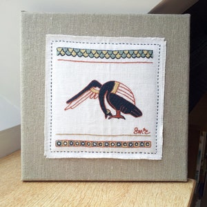 Point de Bayeux, oiseau de mythologie, animaux fantastiques, motifs de tapisserie, broderie à faire, traditionel, médieval, laine crewel