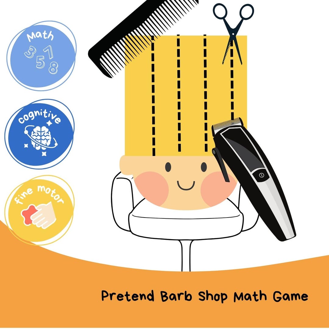 Barber Shop Math Game – Printable Subtraction & Scissor Skills Activity ...