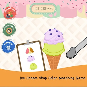 Color Matching Game – Ice Cream Shop Pretend Play Printable for Toddlers & Preschool