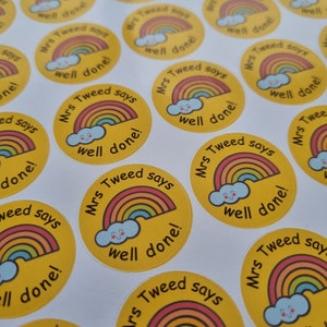 35pcs WELL DONE Rainbow Personalised Teacher Reward Stickers, Teacher Gifts, Teacher Stationery, Reward Stickers, Stickers, Custom Stickers