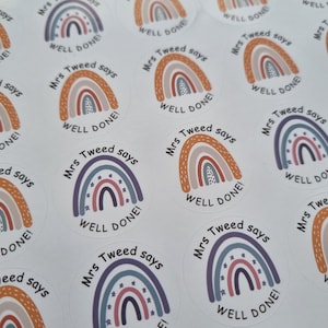 35pcs WELL DONE Rainbow Personalised Teacher Reward Stickers, Teacher Gifts, Teacher Stationery, Reward Stickers, Stickers, Custom Stickers