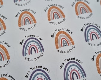 35pcs WELL DONE Rainbow Personalised Teacher Reward Stickers, Teacher Gifts, Teacher Stationery, Reward Stickers, Stickers, Custom Stickers