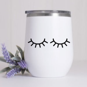 Cute Girly Eyelashes Vinyl Decals, Set of 10 Vinyl Decals, Eyelash Decals For Mugs Tumblers Cups Laptops Windows Etc Various Colours Sizes