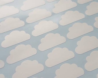 Set of 50 Mini Cloud Vinyl Stickers, 1 Inch Stickers For Envelope Seals, Journal Stickers, Party Supplies, Decals, Diary Stickers