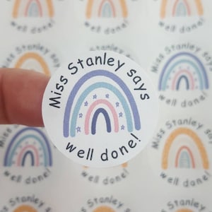 35pcs WELL DONE Rainbow Personalised Teacher Reward Stickers, Teacher Gifts, Teacher Stationery, Reward Stickers, Stickers, Custom Stickers