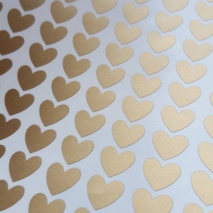 Set of 100 Gold Heart Vinyl Stickers, 0.5 Inch Stickers For Envelope Seals, Journal Stickers, Party Supplies, Decals, Diary Stickers