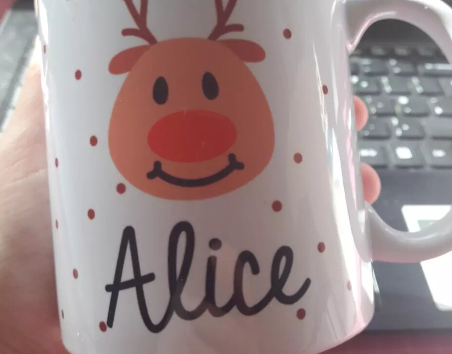 Christmas Mug Personalised Xmas Mugs With Reindeer Name on Etsy UK
