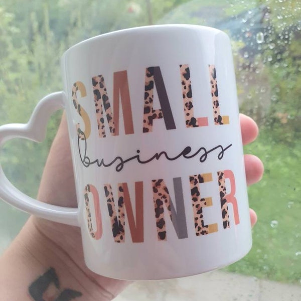 Personalised Small Business Owner Mug, Leopard Print Mug, Leopard Print Letters, Lettering, Business Mug, Mum Boss, Entrepreneur Gift