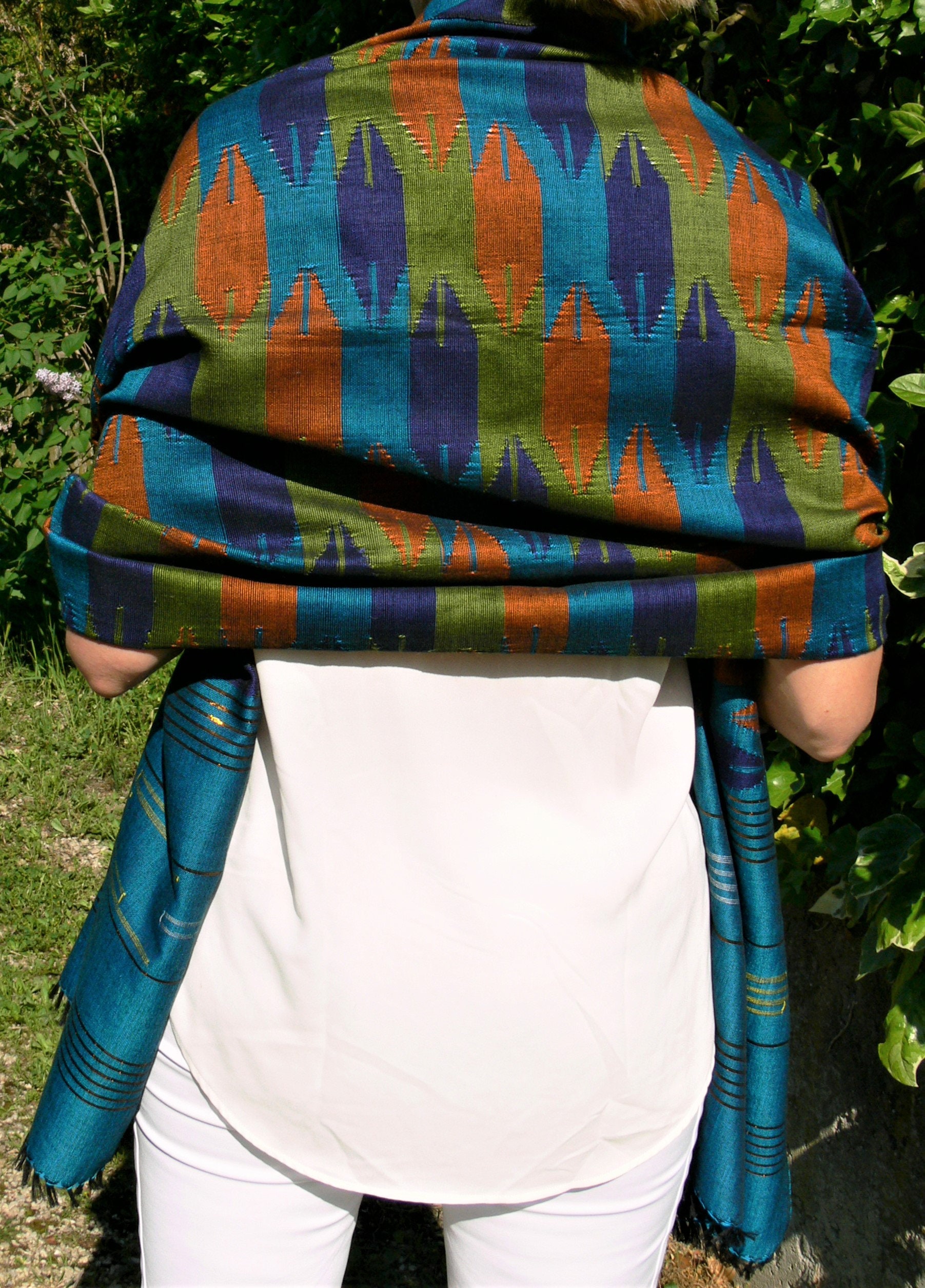 Superbe Etole/Châle, 100% Coton, 181x76cm, Dhaka, Tissu Traditionnel Népalais, Bohème Chic, ou Tentu