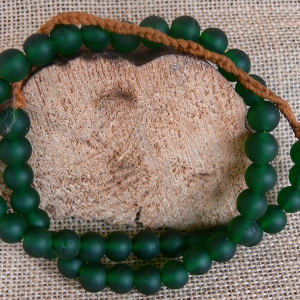 Collier de perles de verre ethnique, Collier ethnique en perles de verre unies vertes, style bohème etnique chic, népal
