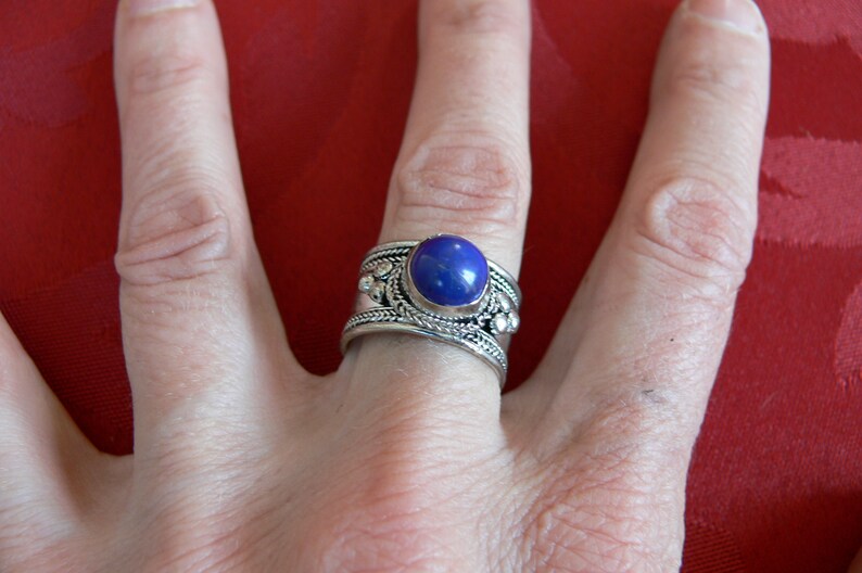LOT Tibetan Turquoise Lapiz Lazuli Tiger Eye Rings on Silver Metal Adjustable for Men or Women Nepal.