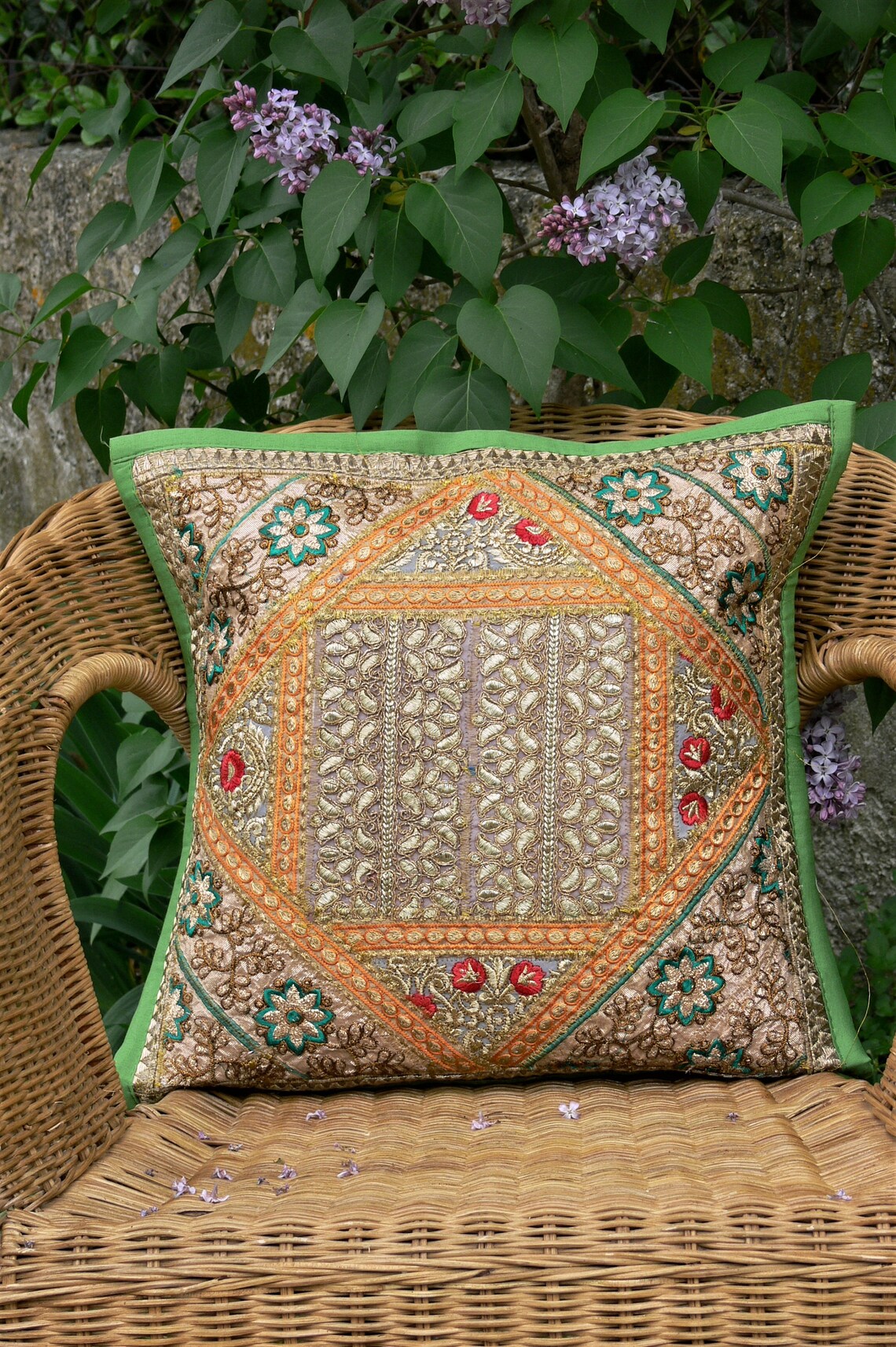 Embroidered Ethnic Indian Cushion Cover 42x42cm Vibrant Etsy UK