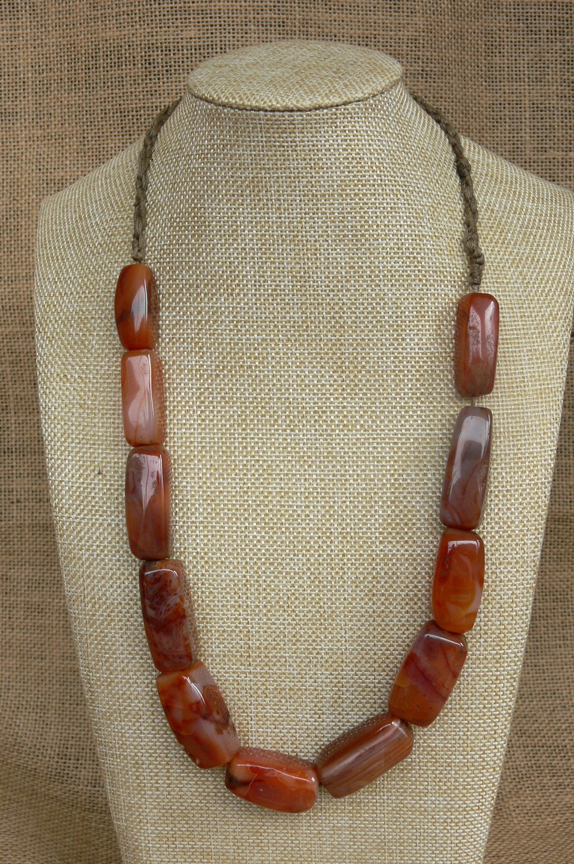 Collier Ethnique En Perles De Cornaline Orange - Occasion Bon état