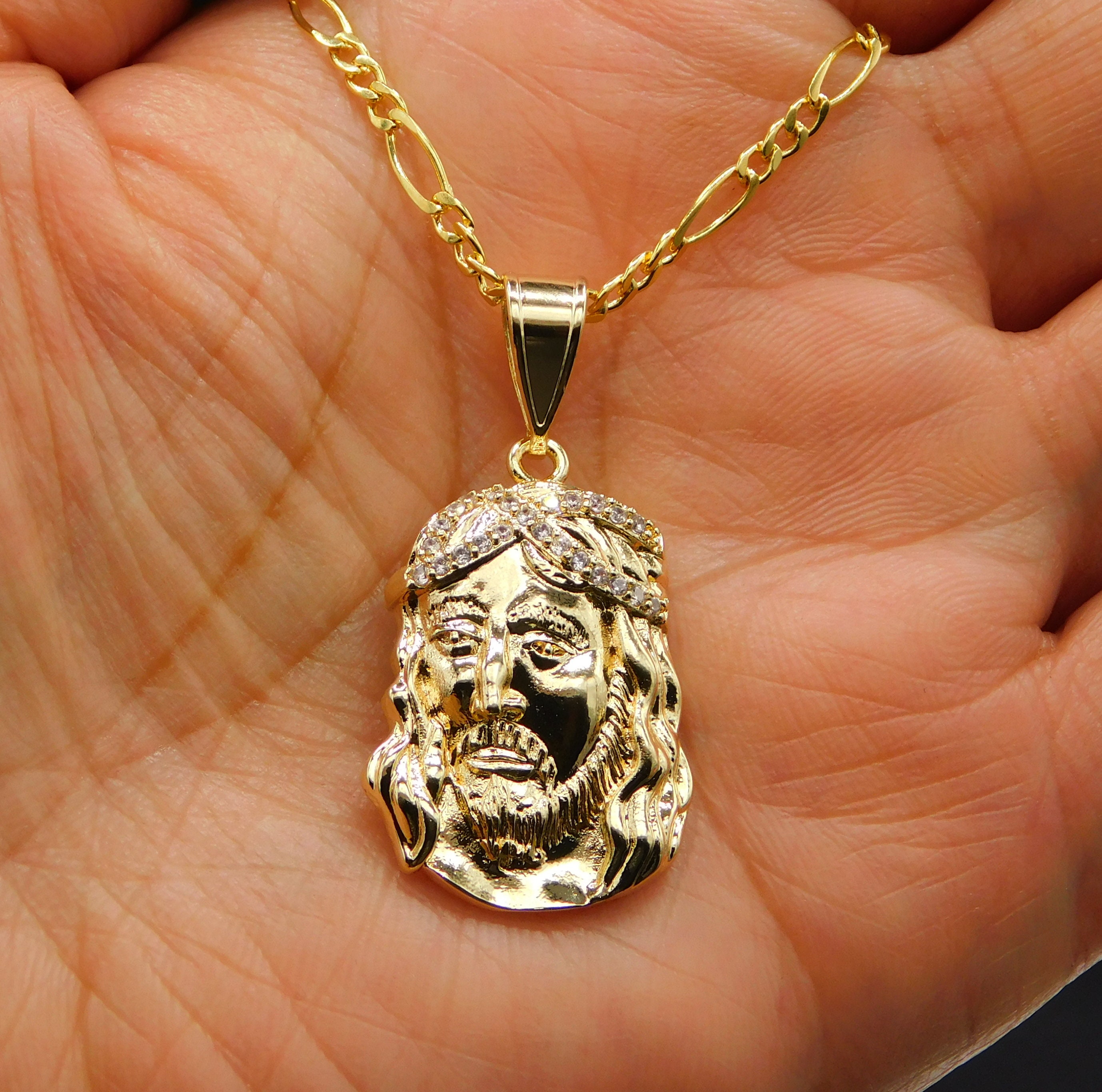 Gold Christ Head Necklace Jesus Head Pendant Bapitism Etsy UK