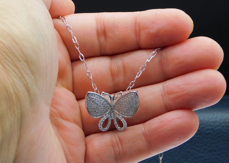 Butterfly Charm Necklace Butterfly Pendant Necklace Bridesmaid Gift Butterfly Necklace 925 Silver Butterfly Chain Sterling Silver