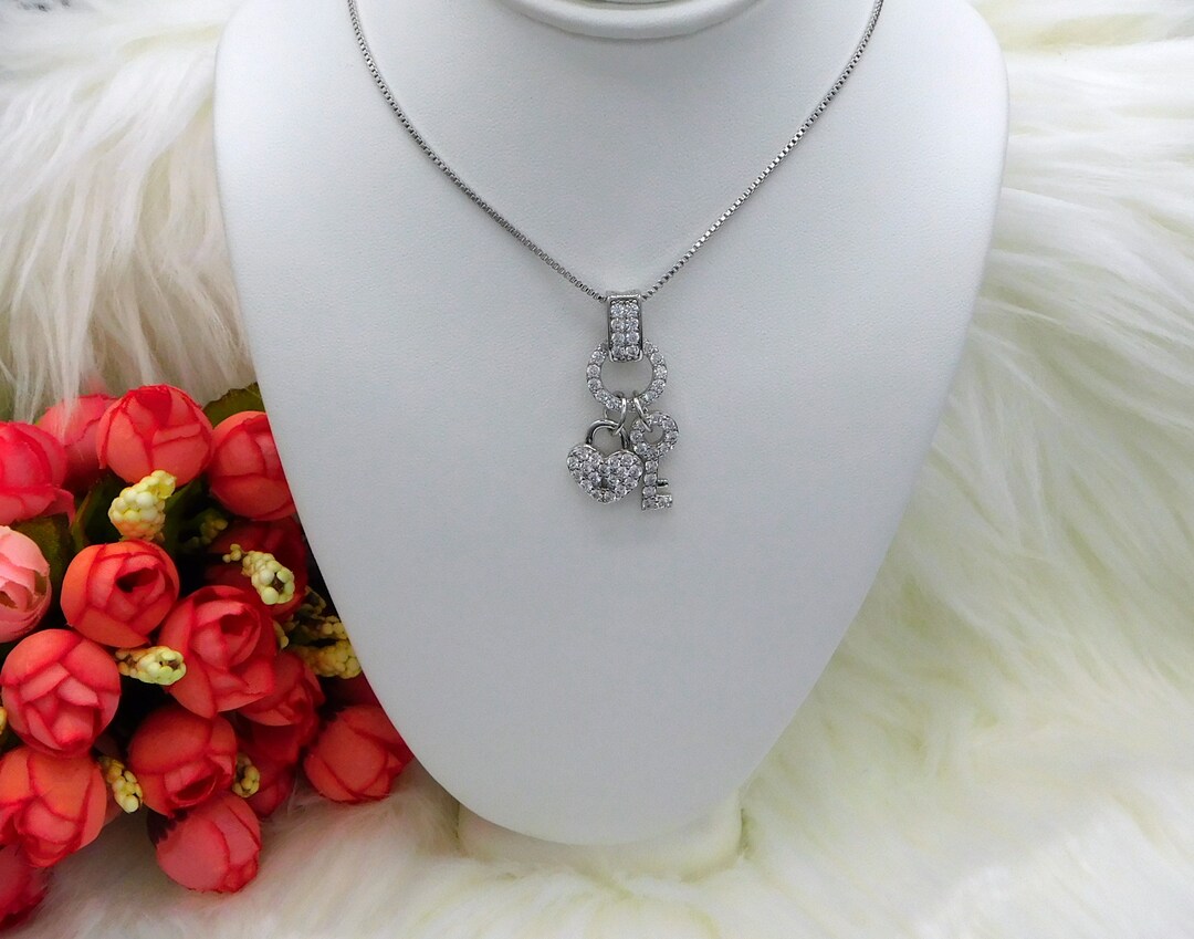 Ladies Lock & Key Necklace Heart Lock and Key Pendant Etsy