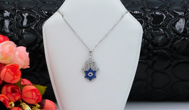 Hamsa Pendant Hamsa Necklace Hand of Fatima Necklace 925 Sterling Silver Hamsa Ladies Evil Eye Hamsa Necklace Hamsa Jewelry