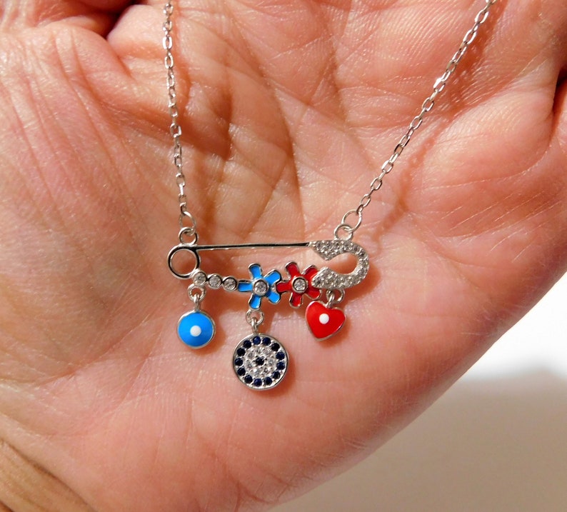 Ladies Evil Eye Necklace Evil Eye Pendant Silver Evil Eye Etsy