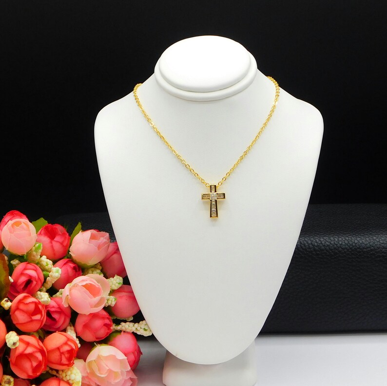 Religious Gifts Dainty Cross Elegant Cross Gold Filled CZ Cross and Necklace Cross Pendant Necklace Cross Charm Pendant Cross Charm