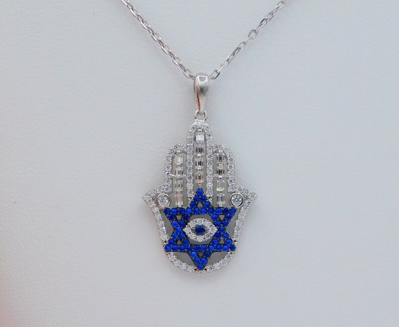 Hamsa Pendant Hamsa Necklace Hand of Fatima Necklace 925 Sterling Silver Hamsa Ladies Evil Eye Hamsa Necklace Hamsa Jewelry