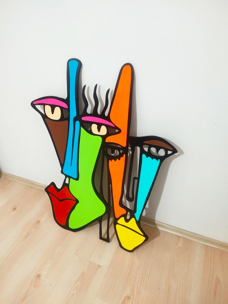 3D Wooden Pop Art, Picasso Face Art, Tiki Figure Office Decor, Abstract African Decor, Best Selling item, Farmhouse Decor, New Home Gift image 2