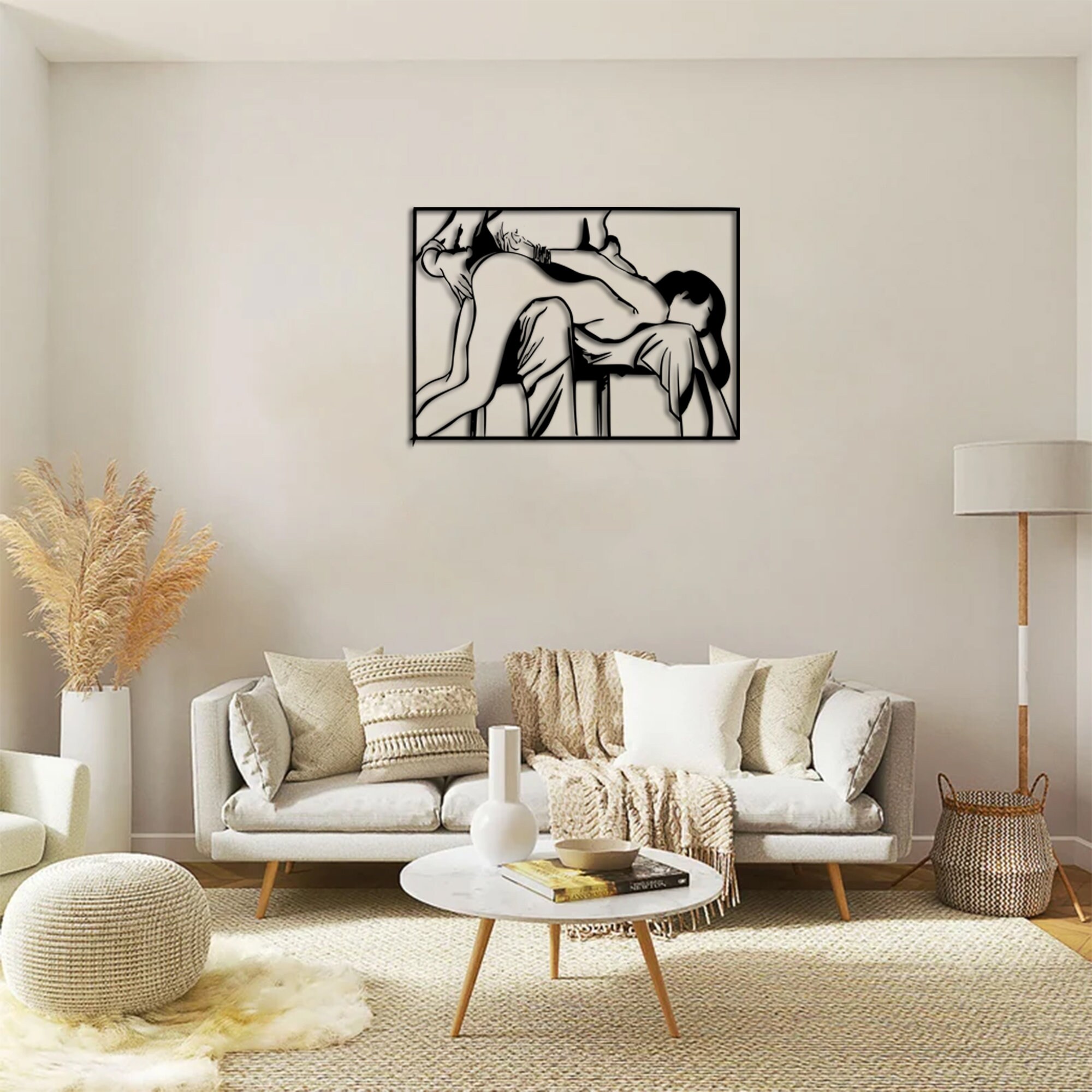 Bondage Love Couple Metal Wall Art, Tied up Slap Bdsm Decor,Masculine Sexy Decor Over the Bed,Big Ass Nude Statue, 1st year anniversary Gift