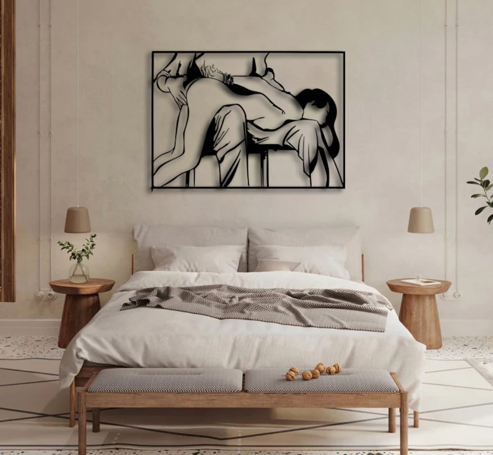 Bondage Love Couple Metal Wall Art, Tied up Slap Bdsm Decor,Masculine Sexy Decor Over the Bed,Big Ass Nude Statue, 1st year anniversary Gift image 7