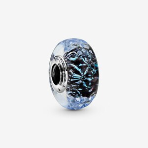 Wavy Dark Blue Murano Glass Ocean Charm / Fits Pandora Bracelet / Beads / ALE / S925 Sterling Silver / Fully Stamped