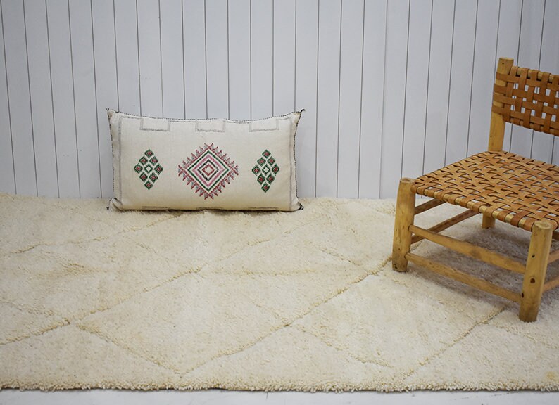 Beige Berber carpet woven in kilim Etsy