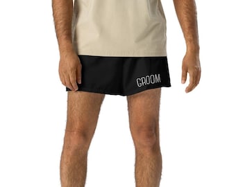 Groom Swim Trunks, Bride and Groom Swimwear, Groom Gift, Honeymoon Gift, Swimming Shorts, Personalized, Minimalist, Wedding Gift for Wedding
