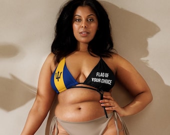 Barbados 2  Flag Bikini Top, Large Bust Swimwear, Jamaica, Barbados, Trinidad, Guyana, St. Lucia, Antigua, Carnival, Monday Wear