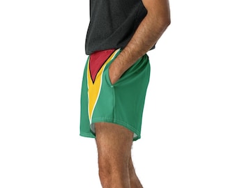 Guyana Flag Swim Trunks,  Unisex Shorts, Guyanese Swimsuit, J'ouvert Shorts,Swim Shorts, Plus Size Swimwear, Monday Carnival Wear