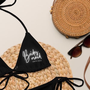 Personalized Bridesmaid Bikini, Bride & Groom, Bridal Party, Bachelorette, Name Gift, Custom Swimsuit, Custom SwimwearGift for Wedding