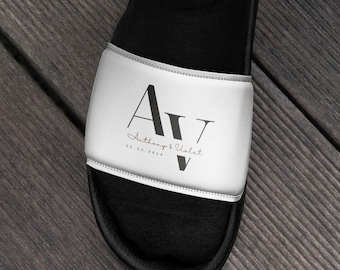 Custom Slide Sandals, Groom Slides, Men’s slides, Couple Slippers, Mr & Mrs., Groom Gift, Honeymoon, Bride Swimwear, Groom Swimwear,